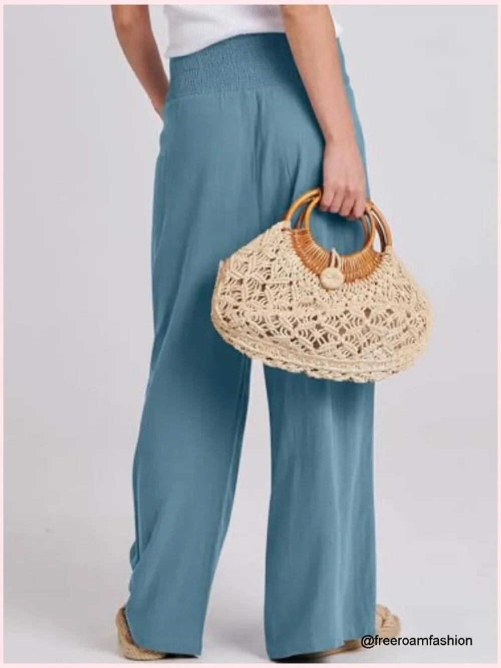 Linen Palazzo Pants Wide Leg High Waist Casual Lounge Pants